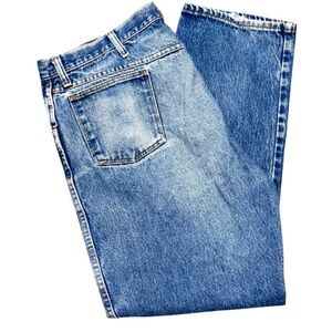 Vintage Rustler Distressed Blue Jeans 36x29 Men’s Workwear Repair Grunge Denim